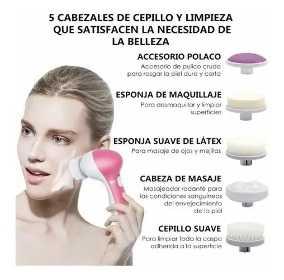 Cepillo Facial Limpieza 5 en 1 Exfoliante